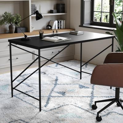 Martha Stewart Wood Grain Parsons Desk with Metal X-Frame