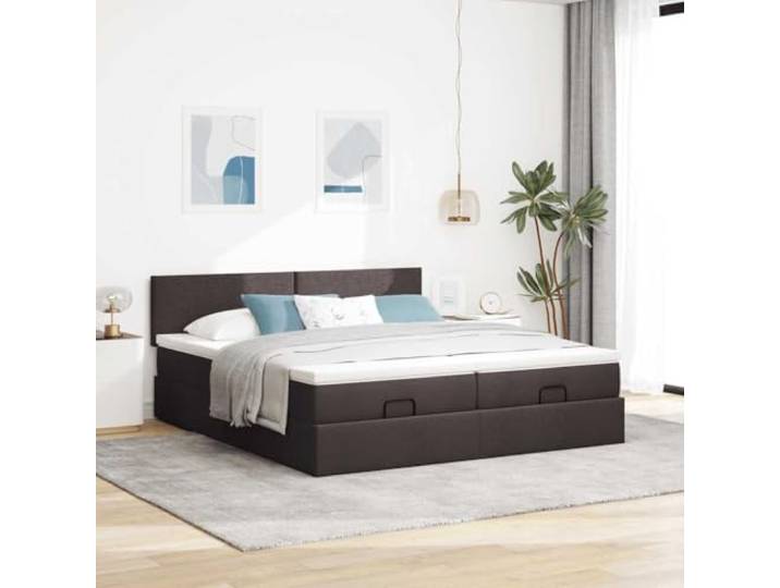 KTHLBRH Boxspringbett 180 x 200 cm mit Federkernmatratzen Gepolsterter Unterbau mit Kopfteil, Polyestergewebe, hydraulischer Aufzug, 2 Stück