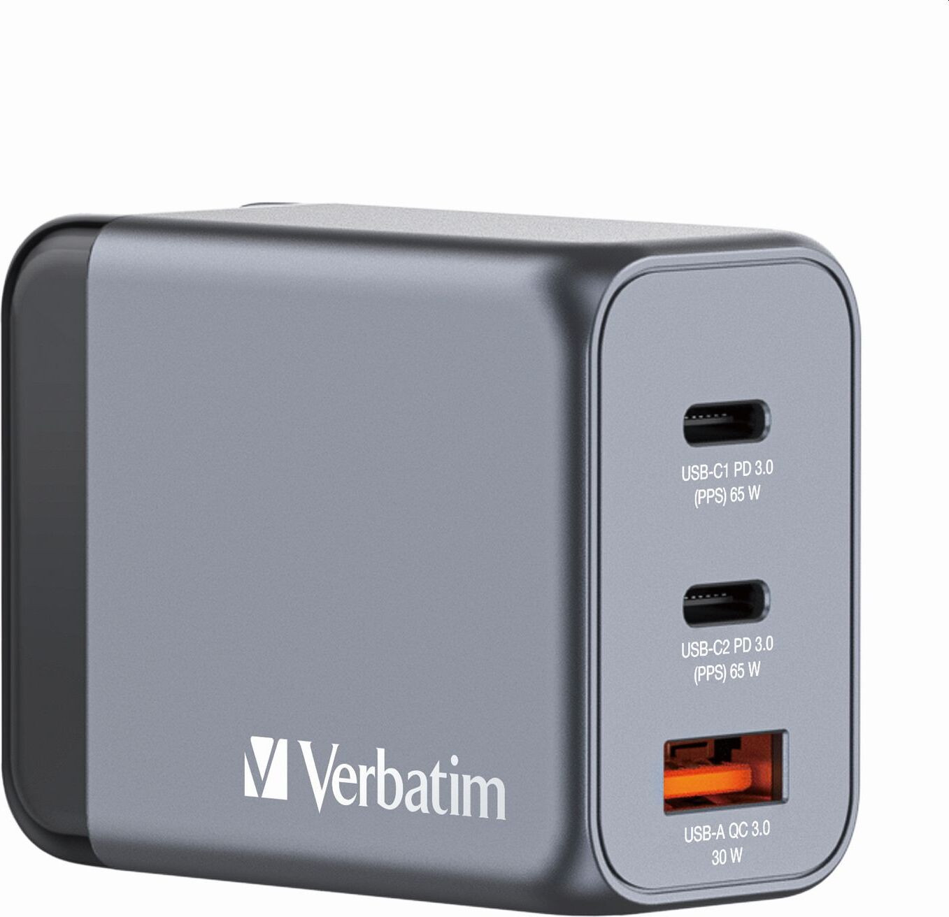 Verbatim universele GaN-oplader GNC-65, 65W, grijs