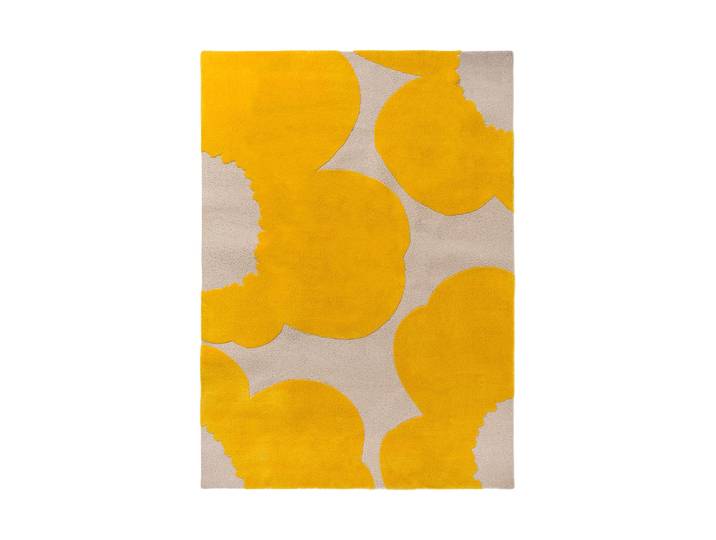 Handgetufteter Designer Teppich „Iso Unikko Yellow“ aus 100% Wolle, verschiedene Grössen MARIMEKKO