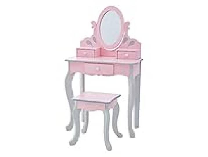 Fantasy Fields Coiffeuse Enfant en Bois Table Maquillage avec Miroir Et Tabouret Rose Rapunzel TD-12851A