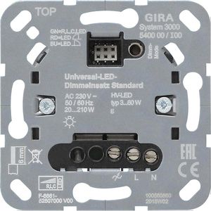 Gira Dimmer 540000 Standard, S 3000, Unterputz, für LED-, Halogen- und Glühlampen, Tastdimmer