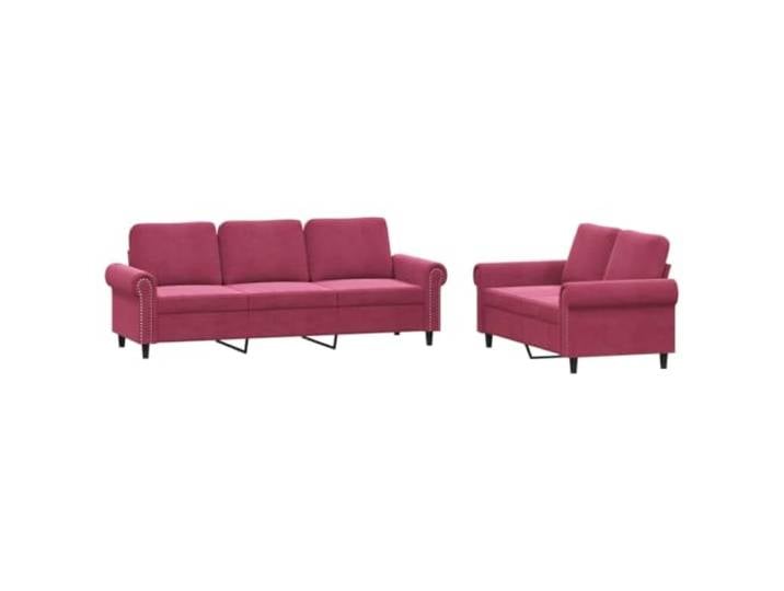Coespram 2-tlg Sofagarnitur 2-Sitzer und 3-Sitzer Polstersofa Weinrot Stilvolle Sitzgruppe fürs Wohnzimmer mit dichtem Schaumstoffpolster und hautfreundlicher Oberfläche zum Entspannen.