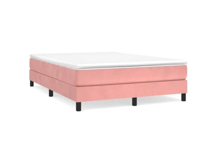 PUGYNBK Boxspringbett aus Samt, Rosa, 140 x 200 cm Taschenfederkernmatratze, mittelhart, Sperrholzlatten, Matratzenschoner