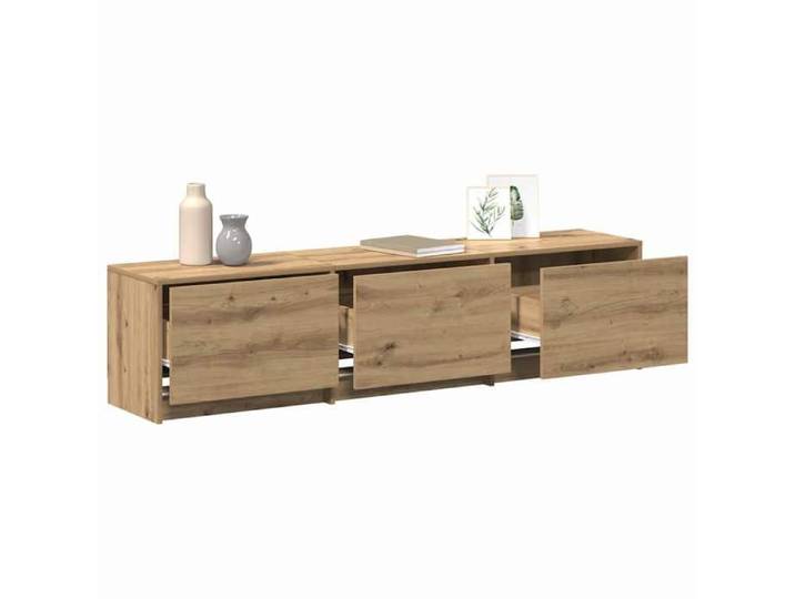 Meuble TV - {1 pièce} - matériau moderne - avec LED - Armoire TV - avec tiroir Chêne artisan 165x34x40 cm umo92g