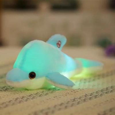 Snug & Styled GlowBuddy LED Plush Pillow Cute Dolphin Stuffed Animal Light Up Cushion blue
