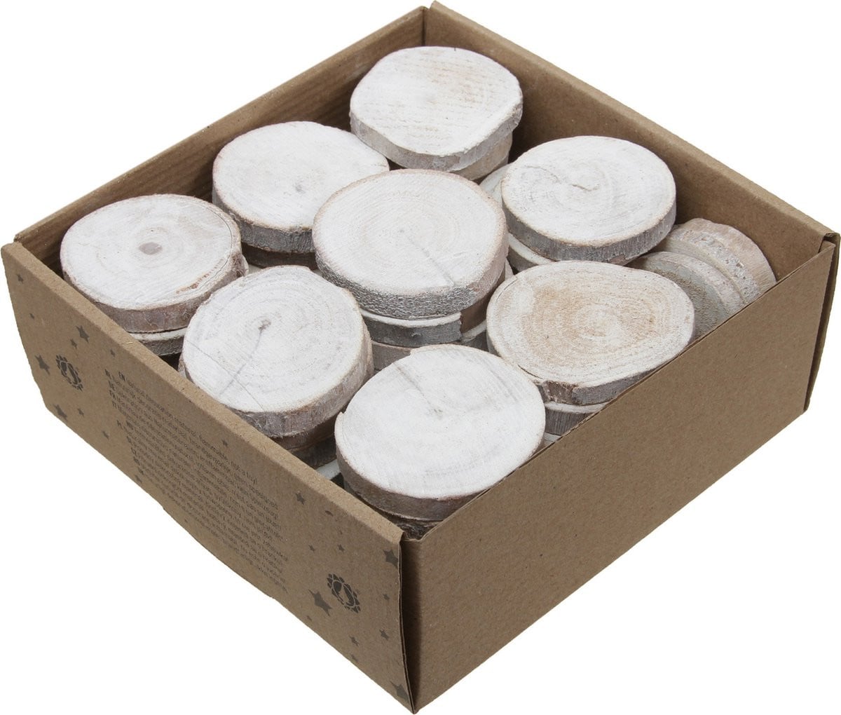 Othmar Decorations Decoratie boomschijfjes - Wit - Hout - Rond - 5-7 cm