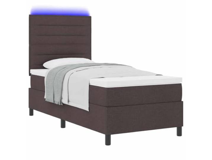 KTHLBRH Einzelbett 100 x 200 cm mit Matratze Verstellbares Kopfteil, Holzstruktur, dunkelbrauner Stoff, moderner Stil