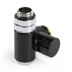 Terma Absperrventil mit integriertem T-StückCYLINDER; links; GZ 1/2"-GW 1/2"-GZ 24-19; schwarz; (V11 TGZOCZ004