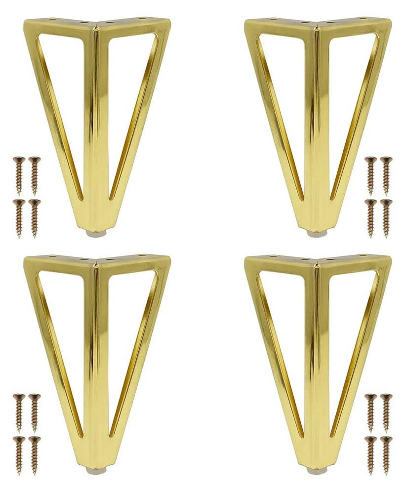 Set van 4 gouden driehoekige meubelpoten