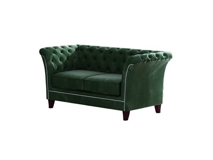 S-Style Möbel Noah Sofa 2-Sitzer Chesterfield-Sofa für Wohnzimmer Lounge Couch mit Holzfüßen Möbel Freistehende Polster Sofas & Couches Couchgarnitur Flaschengrün 175 x 82 x 75 cm