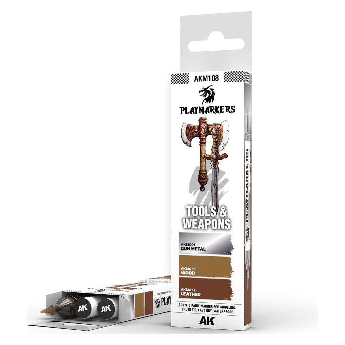 AK Interactive - Playmarker Set Tools & Weapons (3 Markers) (3x) (AKM108)