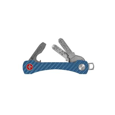 Schlüsselanhänger KEYCABINS "Carbon S2", Herren, blau (hellblau), Carbon, Basic, Schlüsselanhänger Schlüsselanhänger, SWISS Made