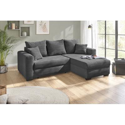 Ecksofa JOCKENHÖFER GRUPPE "Ecksofa Elmau, Größe Ottomane: L, B:235cm, optional mit Topper", grau, B:235cm T:90cm, Korpus: 100% Polyester;Kissen: 100% Polyester, Sofas, Ecksofa, mit Schlaffunktion, Bettkasten & 2 Zierkissen, Topseller