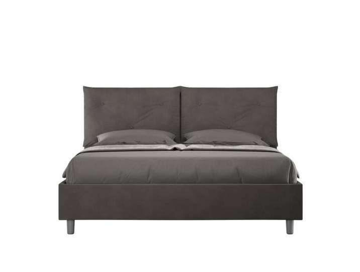 Lit coffre rembourré 160x190 microfibra gris Appia
