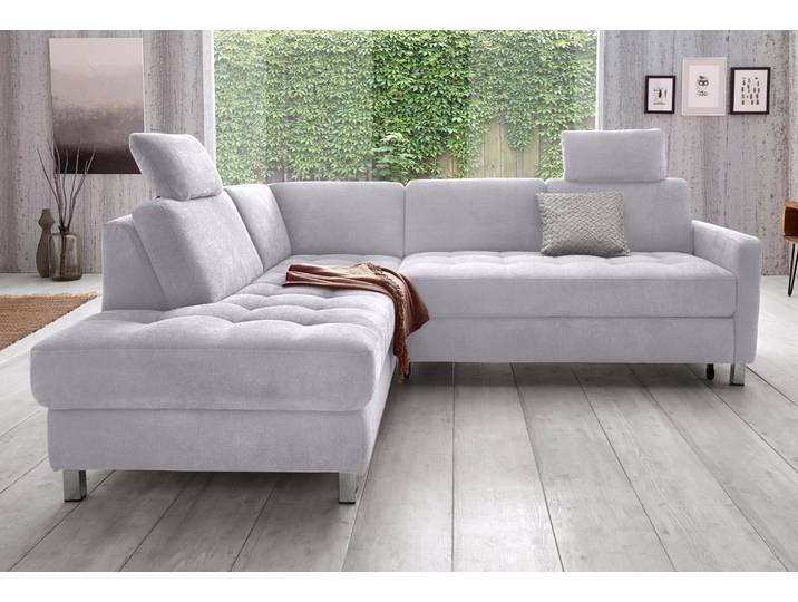 Ecksofa, Struktur fein, Silber, 233×196 cm, Ottomane Links, Modern, sit&more