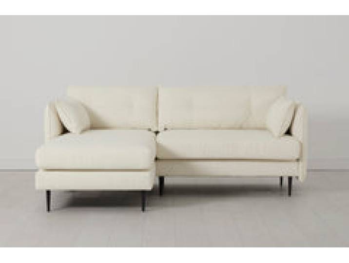 Model 19 Dreisitzer Chaiselongue-Sofa (Links), Elfenbeinfarbe