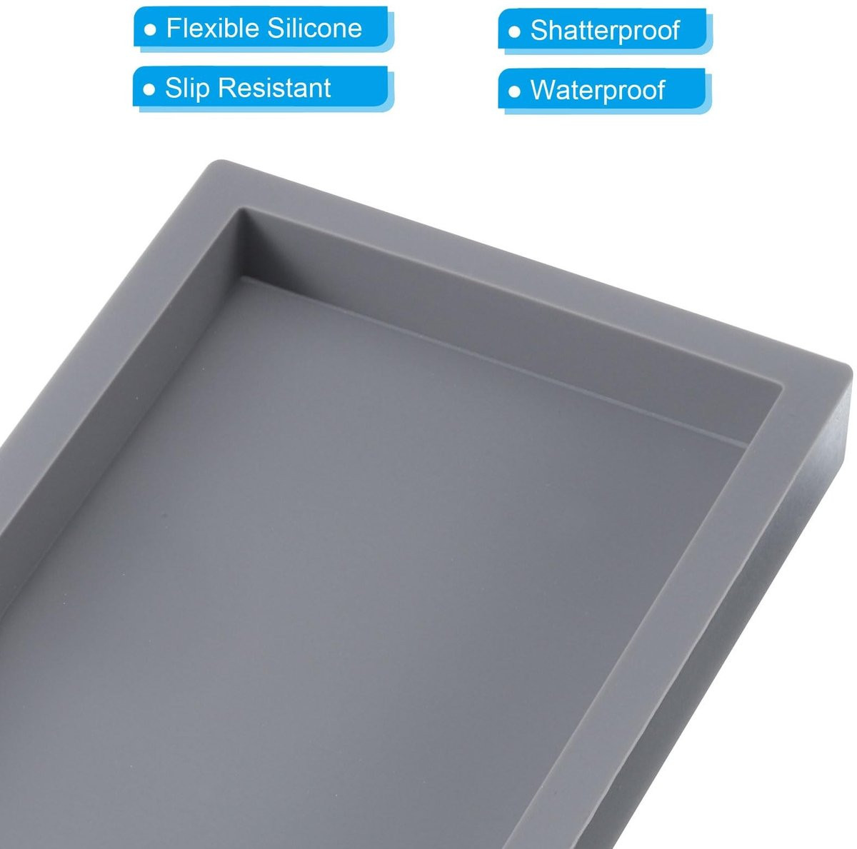 Merkloze Siliconen Organizer Tray voor Badkamer Grijs 20 x 10 cm