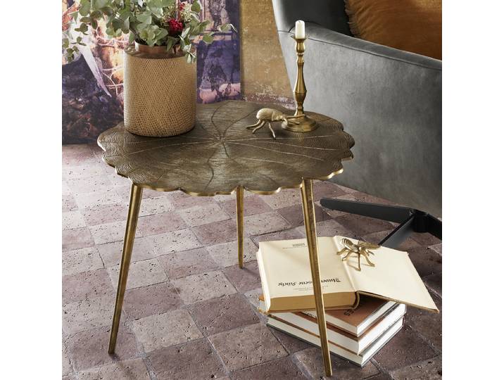 home24 Bijzettafel Bhombu Ø 62cm goud/goud