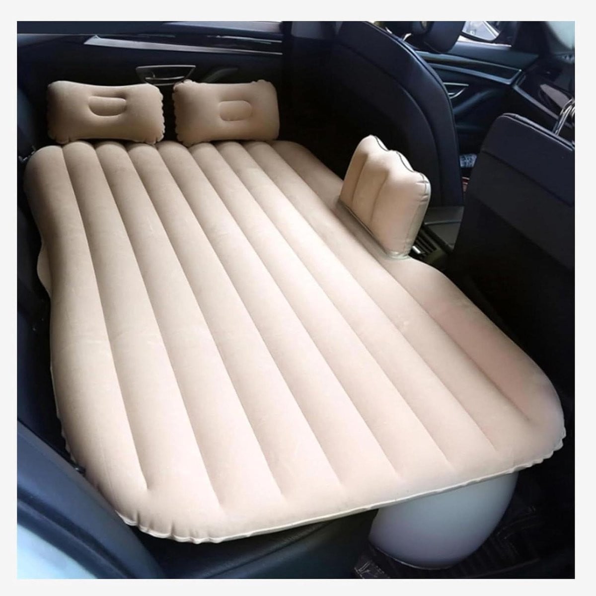 Grijs Opblaasbaar Auto Matras voor de Achterbank met Fluwelen Afwerking