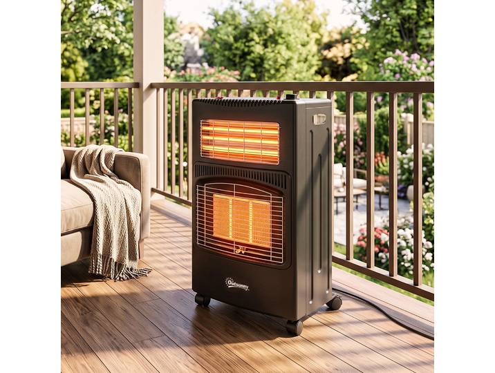 Outsunny Chauffage Gaz/Électrique Pliable 4200W Mobile Noir