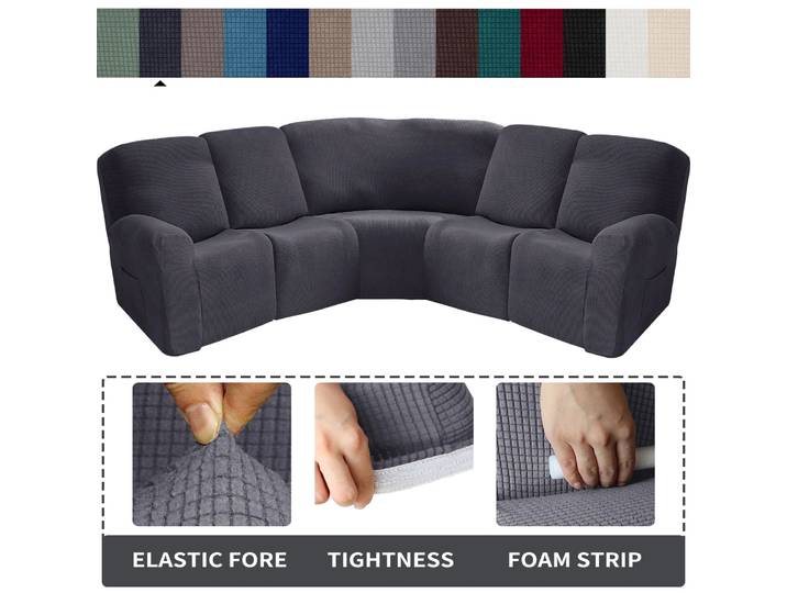 Juste de canapé inclinable 5 places, housses de canapé sectionnelles, jacquard commandé, housse de canapé inclinable pour 5 coussins, 7 pièces