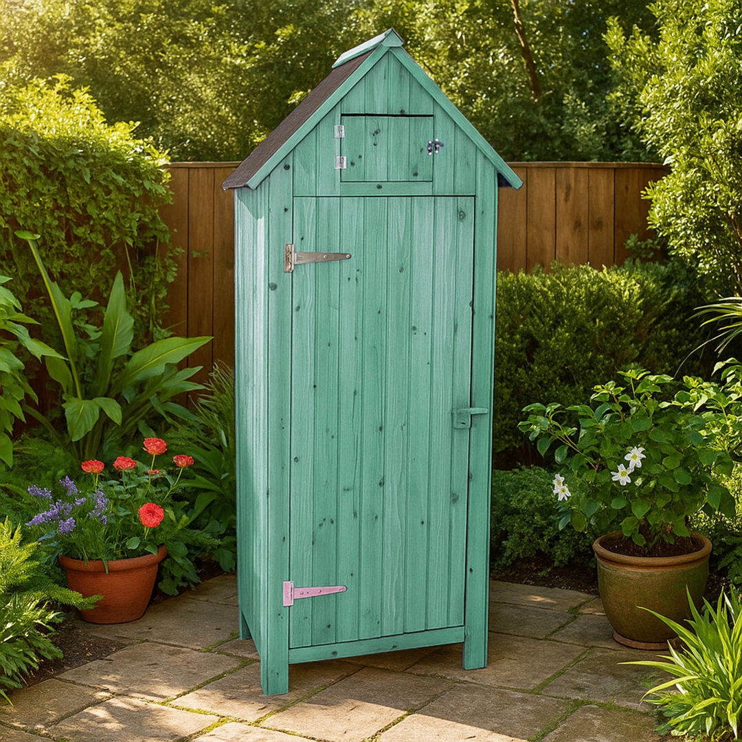 WFX Utility Solid Wood Shiplap Apex Tool Shed Green 76.2cm W X 54cm D X 180cm H