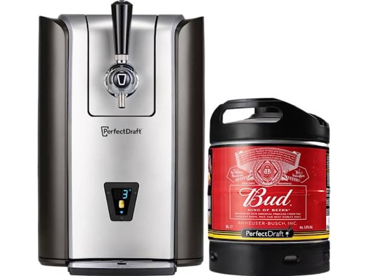 PerfectDraft Pro – Pack Tireuse À Bière + 1 Fût Bud 6L – Machine Pression À Domicile – Refroidissement À 3°C – 30 Jours Fraîcheur – Écran LED Température – Idée Cadeau Amateur Bière