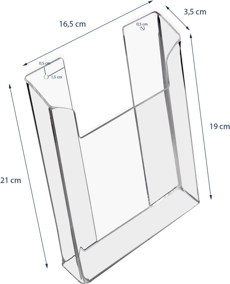 Transparante Acryl Brochurehouder voor Wandmontage - DIN A4 - Krasvast en UV-bestendig
