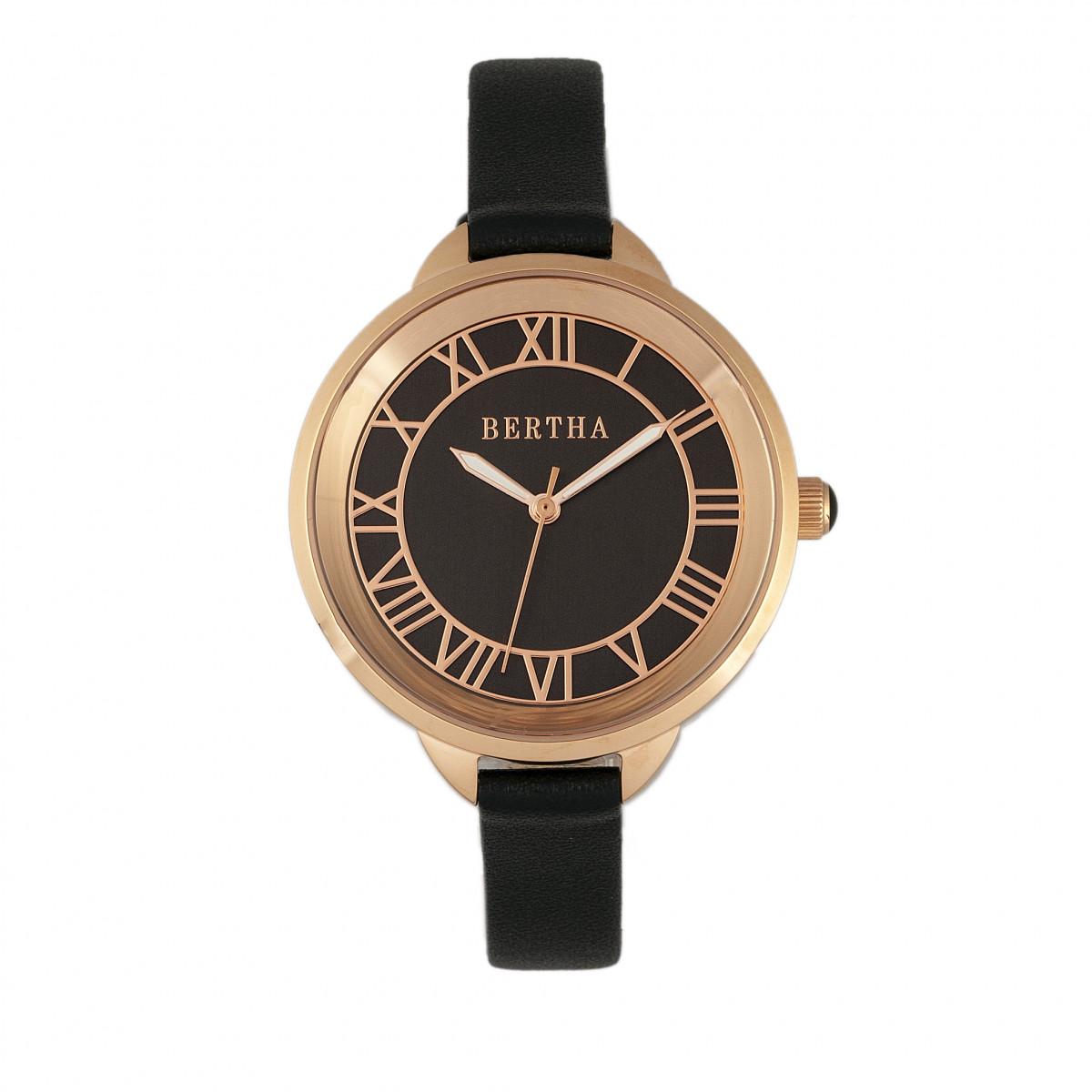 Bertha Madison Zonnewijzer Horloge met Leren Band