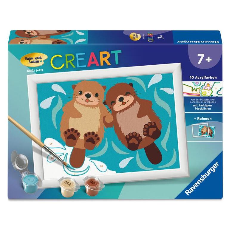 Ravensburger CreArt 12023125 - Verliebte Otter - Malen nach Zahlen für Kinder ab 7 Jahren (23125)