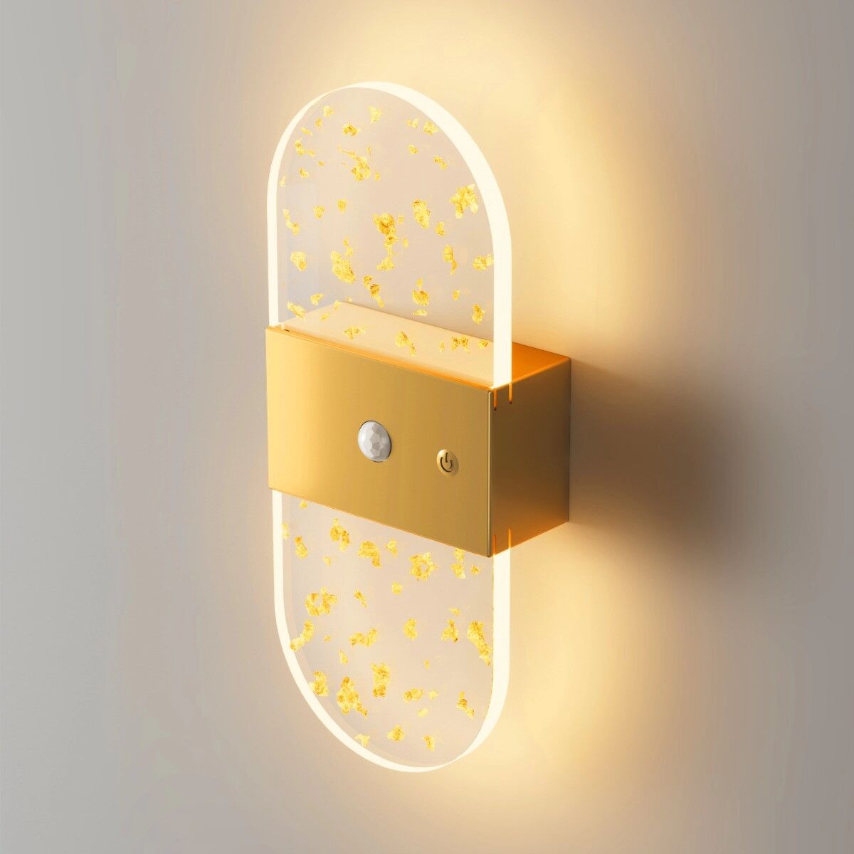 INF Foil Acryl Bewegungsmelder Wiederaufladbare Wandleuchte — Magnetische Montage, 3 Farbtemperaturen, 1200mAh Akku Holzfarbe