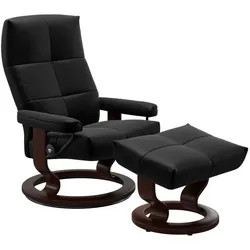 Stressless Sessel mit Hocker David Classic Leder Schwarz Batick Black L (Large)