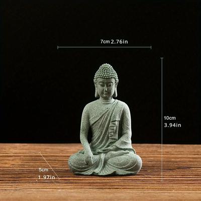 Inspired Living Zen Serenity Mini Buddha Aquarium Statue Green Sandstone Zen Fish Tank Decor zen Sitting