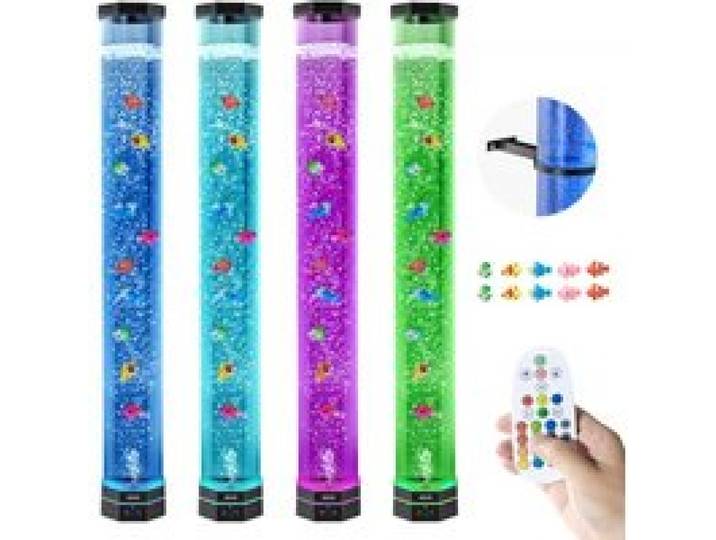 VEVOR Lavalampe mit 10 schwimmenden Fischen, 100 cm, Blasenlichtlampe, 16 Farbwechsel-Lichteffekte, Fernbedienung, Stimmungslicht, Aquarium Nachtlicht für Schlafzimmer, Wohnzimmer, Heimdekoration