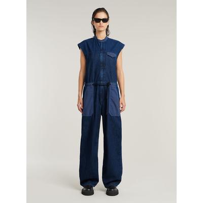 Jumpsuit G-STAR "Cocoon Jumpsuit", Damen, Gr. XS, Normalgrößen, faded indigo patched, Obermaterial: 100% Baumwolle, Overalls Jumpsuit