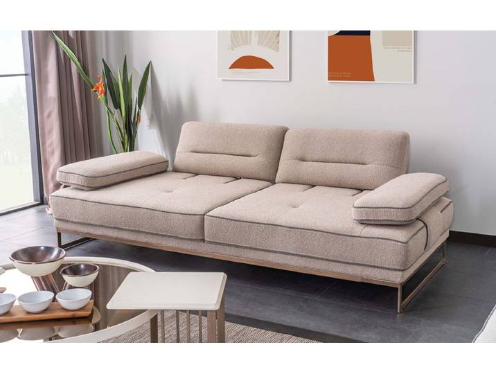 Xlmoebel Big-Sofa Beiges Dreisitzer-Sofa mit moderner Polsterung von XLMOEBEL, Sofa 1 Teile, Made in Europa
