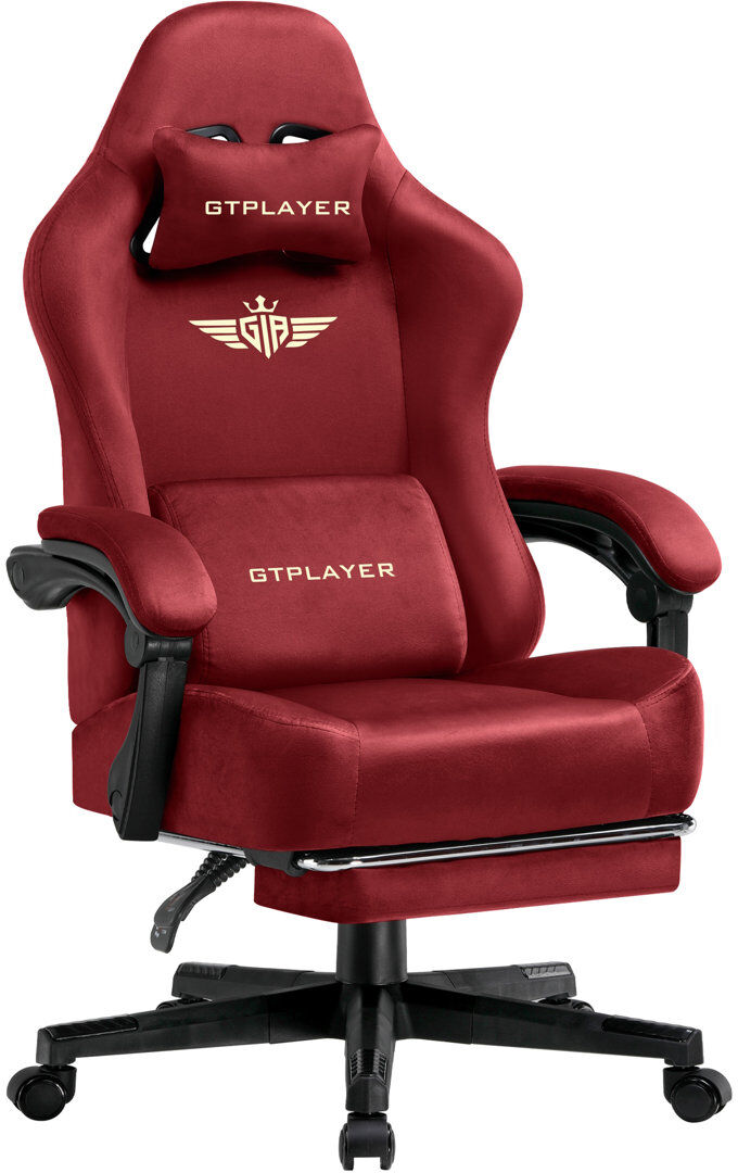 GTPLAYER GAMING CHAIR Adjustable Reclining Ergonomic Swiveling PC & Racing Game Chair Red 125cm H X 53cm W X 54cm D