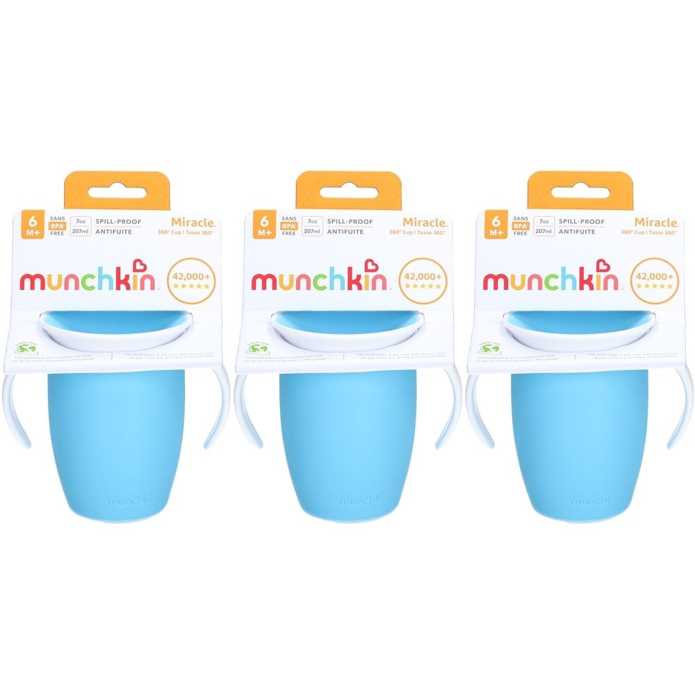 munchkin Miracle 360° Becher, blau x3 3x1 St Becher
