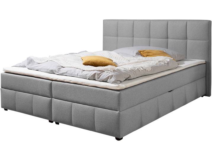 Boxbett HOME AFFAIRE Niemes inkl. Bettkasten und Topper, auch in Überlänge erhältlich , hellgrau, B:212cm L:230cm, Komplettbetten, Boxbett mit Bettkasten, inkl. Topper