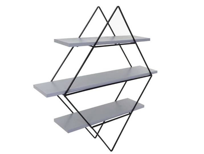 Etagère murale HWC-A80 - étagère suspendue - design industriel bois véritable 60x55x12cm - gris-bleu