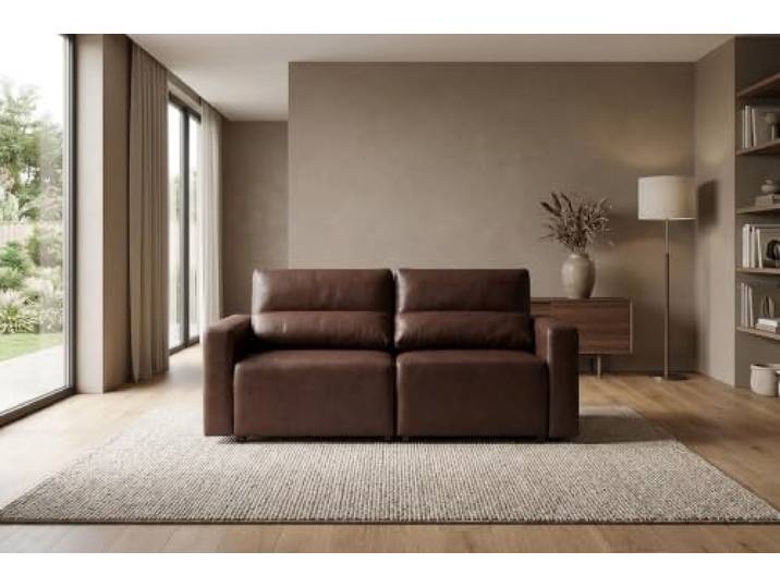 2-Sitzer-Sofa, ausklappbares Schlafsofa, Stauraum, braun, Kunstleder, Komo Family Möbel
