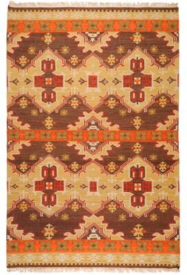 Livabliss Hand-woven Orange/Brown Southwestern Aztec Agora Hard Twist Wool Area Rug - 8' x 11' - 8' x 11'