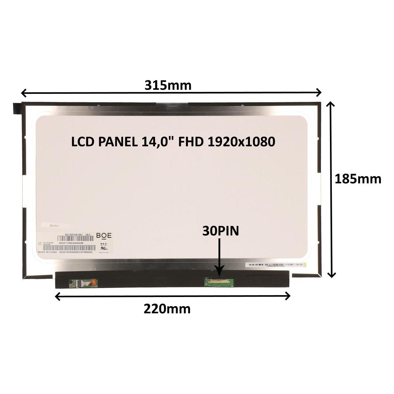 SIL LCD PANEL 14,0" FHD 0PIN MATNÃ IPS / BEZ ÚCHYTÅ (77042065)