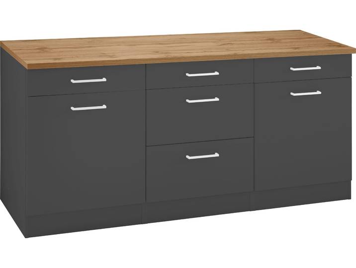 Unterschrank KOCHSTATION KS-Kehl , grau, B:180cm H:85cm T:60cm, MDF, Schränke, Unterschrank, Breite 180 cm