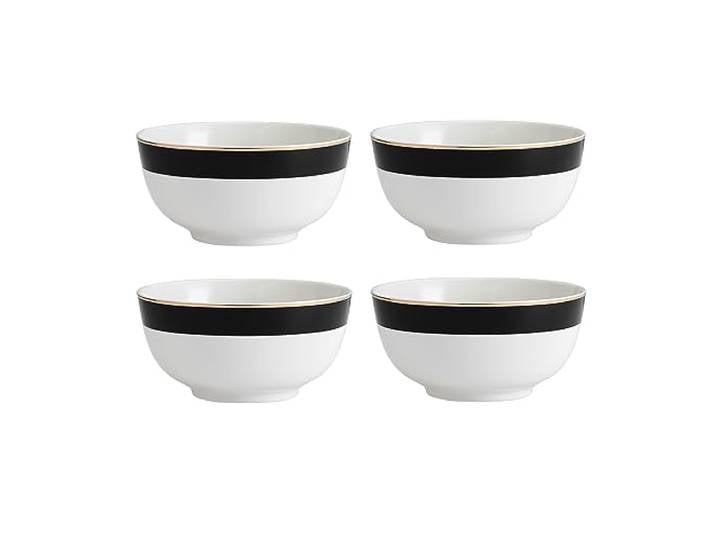 Mikasa Luxe Deco Bols à céréales en Chine\, Lot de 4 bols ronds à motif Art Déco\, 21cm Bols à soupe pour 4 personnes - Emballage cadeau et lavable au lave-vaisselle