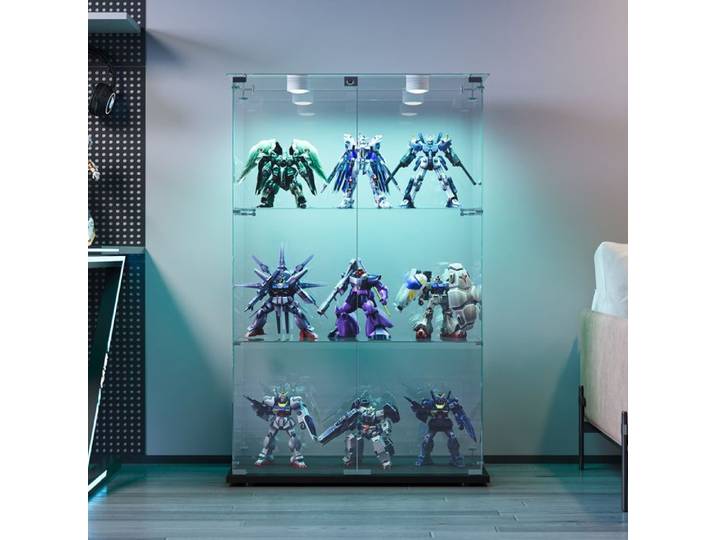 Vitrine en verre led vitrine verre 3 etageres vitrine verre trempe 2 Porte meuble vitrine salon vitrine collection vitrine led