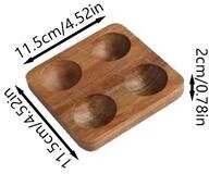 Uplift Treasures Acacia Wood Multi Compartment Egg Storage Tray 4 cell Egg Tray