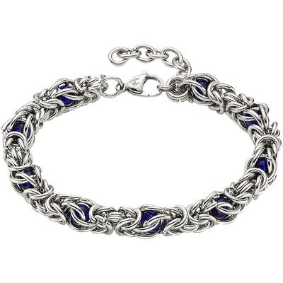 Edelstahlarmband BRUNO BANANI "Schmuck", blau (edelstahlfarben, dunkelblau, dunkelblau), Armbänder, Damen, 25,5cm, Edelstahl, Edelstahlarmband, mit Glasstein