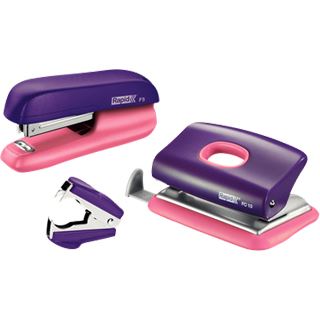 Rapid Locher und Heftgeräte Set Mini lila/rosa